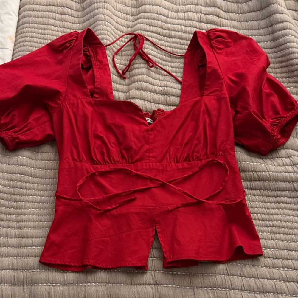 Reformation Scarlet Puff Sleeve Blouse